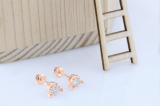 0.60 Carat (ctw) 10K Rose Gold Round Cut Diamond Ladies Solitaire Bezel Set Stud Earrings