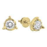 0.60 Carat (ctw) 10K Yellow Gold Round Cut Diamond Ladies Solitaire Bezel Set Stud Earrings