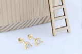 0.60 Carat (ctw) 14K Yellow Gold Round Cut Diamond Ladies Solitaire Bezel Set Stud Earrings