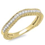 0.25 Carat (ctw) 10K Yellow Gold Round Cut Diamond Ladies Milgrain Anniversary Wedding Band Stackable Guard Ring 1/4 CT