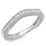 0.25 Carat (ctw) 14K White Gold Round Cut Diamond Ladies Milgrain Anniversary Wedding Band Stackable Guard Ring 1/4 CT