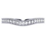0.25 Carat (ctw) 14K White Gold Round Cut Diamond Ladies Milgrain Anniversary Wedding Band Stackable Guard Ring 1/4 CT