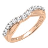 0.55 Carat (ctw) 14K Rose Gold Round Cut Diamond Ladies Anniversary Wedding Guard Contour Band 1/2 CT