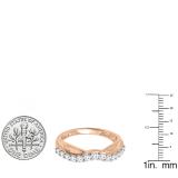 0.55 Carat (ctw) 14K Rose Gold Round Cut Diamond Ladies Anniversary Wedding Guard Contour Band 1/2 CT