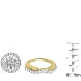 0.55 Carat (ctw) 14K Yellow Gold Round Cut Diamond Ladies Anniversary Wedding Guard Contour Band 1/2 CT