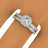 0.55 Carat (ctw) 10K Yellow Gold Princess & Round Cut Diamond Ladies Halo Engagement Bridal Ring With Matching Band Set 1/2 CT