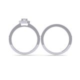 0.55 Carat (ctw) 14K White Gold Princess & Round Cut Diamond Ladies Halo Engagement Bridal Ring With Matching Band Set 1/2 CT