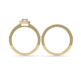 0.55 Carat (ctw) 14K Yellow Gold Princess & Round Cut Diamond Ladies Halo Engagement Bridal Ring With Matching Band Set 1/2 CT