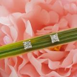 0.33 Carat (ctw) 18K White Gold Real Princess Cut Diamond Ladies Invisible Stud Earrings 1/3 CT