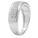 0.40 Carat (ctw) 10K White Gold Round White Diamond Men's Flashy Pinky Wedding Ring
