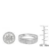 0.40 Carat (ctw) 10K White Gold Round White Diamond Men's Flashy Pinky Wedding Ring