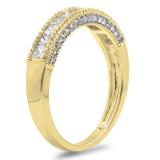 0.75 Carat (ctw) 14K Yellow Gold Princess & Round Diamond Ladies Anniversary Wedding Matching Band Stackable Ring 3/4 CT
