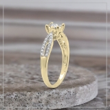 0.50 Carat (ctw) 18K Yellow Gold Round Diamond Ladies Solitaire With Accents Bridal Split Shank Engagement Ring 1/2 CT