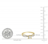0.50 Carat (ctw) 18K Yellow Gold Round Diamond Ladies Solitaire With Accents Bridal Split Shank Engagement Ring 1/2 CT