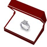 0.20 Carat (ctw) Sterling Silver Round Diamond Ladies Bridal Square Frame Micro Pave Promise Ring 1/5 CT