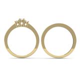 0.33 Carat (ctw) 10K Yellow Gold Round Cut Diamond Ladies Bridal Engagement 3 Stone Ring With Matching Wedding Band Set 1/3 CT