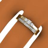 0.33 Carat (ctw) 10K Yellow Gold Round Cut Diamond Ladies Bridal Engagement 3 Stone Ring With Matching Wedding Band Set 1/3 CT
