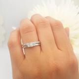 0.33 Carat (ctw) 14K White Gold Round Cut Diamond Ladies Bridal Engagement 3 Stone Ring With Matching Wedding Band Set 1/3 CT