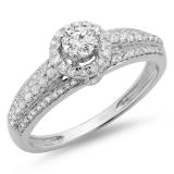 0.75 Carat (ctw) 10K White Gold Round Cut Diamond Ladies Bridal Halo Style Engagement Ring 3/4 CT