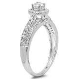 0.75 Carat (ctw) 14K White Gold Round Cut Diamond Ladies Bridal Halo Style Engagement Ring 3/4 CT