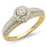 0.75 Carat (ctw) 14K Yellow Gold Round Cut Diamond Ladies Bridal Halo Style Engagement Ring 3/4 CT
