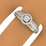 0.75 Carat (ctw) 14K Yellow Gold Round Cut Diamond Ladies Bridal Halo Style Engagement Ring 3/4 CT