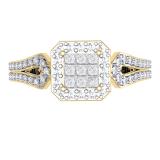 0.60 Carat (ctw) 14K Yellow Gold Princess & Round Cut Diamond Ladies Split Shank Bridal Engagement Ring