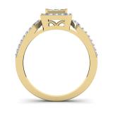 0.60 Carat (ctw) 14K Yellow Gold Princess & Round Cut Diamond Ladies Split Shank Bridal Engagement Ring
