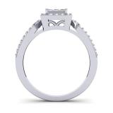 0.60 Carat (ctw) 18K White Gold Princess & Round Cut Diamond Ladies Split Shank Bridal Engagement Ring