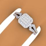 0.60 Carat (ctw) 18K White Gold Princess & Round Cut Diamond Ladies Split Shank Bridal Engagement Ring