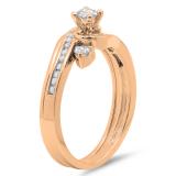 0.50 Carat (ctw) 10K Rose Gold Round Diamond Ladies Bridal Twisted Swirl Engagement Ring With Matching Band Set 1/2 CT