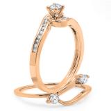 0.50 Carat (ctw) 10K Rose Gold Round Diamond Ladies Bridal Twisted Swirl Engagement Ring With Matching Band Set 1/2 CT
