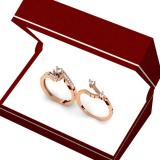 0.50 Carat (ctw) 10K Rose Gold Round Diamond Ladies Bridal Twisted Swirl Engagement Ring With Matching Band Set 1/2 CT