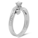 0.50 Carat (ctw) 10K White Gold Round Diamond Ladies Bridal Twisted Swirl Engagement Ring With Matching Band Set 1/2 CT