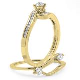 0.50 Carat (ctw) 10K Yellow Gold Round Diamond Ladies Bridal Twisted Swirl Engagement Ring With Matching Band Set 1/2 CT