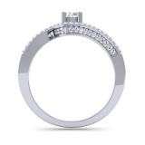 0.50 Carat (ctw) 10K White Gold Round Cut Diamond Ladies Twisted Swirl Bridal Halo Engagement Ring 1/2 CT