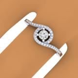 0.50 Carat (ctw) 10K White Gold Round Cut Diamond Ladies Twisted Swirl Bridal Halo Engagement Ring 1/2 CT