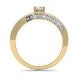 0.50 Carat (ctw) 10K Yellow Gold Round Cut Diamond Ladies Twisted Swirl Bridal Halo Engagement Ring 1/2 CT