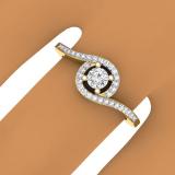 0.50 Carat (ctw) 10K Yellow Gold Round Cut Diamond Ladies Twisted Swirl Bridal Halo Engagement Ring 1/2 CT