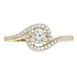 0.50 Carat (ctw) 14K Yellow Gold Round Cut Diamond Ladies Twisted Swirl Bridal Halo Engagement Ring 1/2 CT