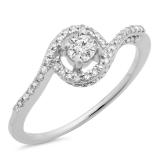 0.50 Carat (ctw) 18K White Gold Round Cut Diamond Ladies Twisted Swirl Bridal Halo Engagement Ring 1/2 CT