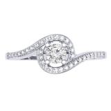 0.50 Carat (ctw) 18K White Gold Round Cut Diamond Ladies Twisted Swirl Bridal Halo Engagement Ring 1/2 CT
