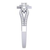 0.60 Carat (ctw) 10K White Gold Round Cut Diamond Ladies Split Shank Vintage Style Bridal Halo Engagement Ring