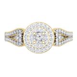 0.60 Carat (ctw) 14K Yellow Gold Round Cut Diamond Ladies Split Shank Vintage Style Bridal Halo Engagement Ring