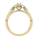 0.60 Carat (ctw) 14K Yellow Gold Round Cut Diamond Ladies Split Shank Vintage Style Bridal Halo Engagement Ring