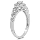 0.60 Carat (ctw) 18K White Gold Round Cut Diamond Ladies Split Shank Vintage Style Bridal Halo Engagement Ring