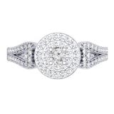 0.60 Carat (ctw) 18K White Gold Round Cut Diamond Ladies Split Shank Vintage Style Bridal Halo Engagement Ring