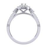 0.60 Carat (ctw) 18K White Gold Round Cut Diamond Ladies Split Shank Vintage Style Bridal Halo Engagement Ring