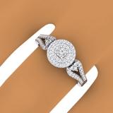 0.60 Carat (ctw) 18K White Gold Round Cut Diamond Ladies Split Shank Vintage Style Bridal Halo Engagement Ring
