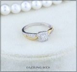 0.55 Carat (ctw) 10K Two Tone Gold Round Cut Diamond Ladies Split Shank Bridal Halo Engagement Ring 1/2 CT